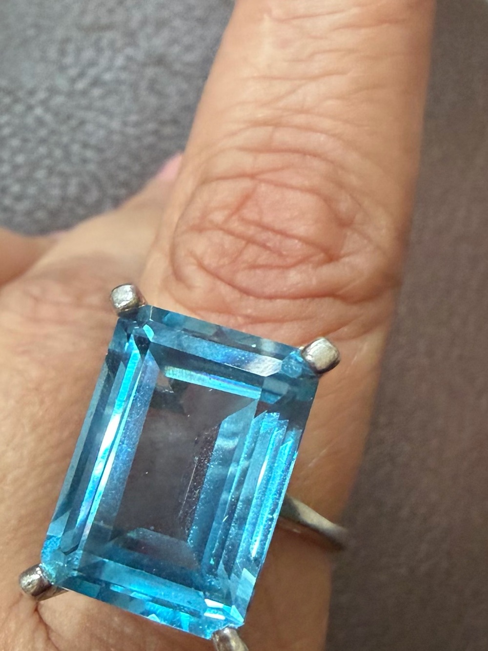 Sterling silver emerald-cut blue topaz Ring, size 7